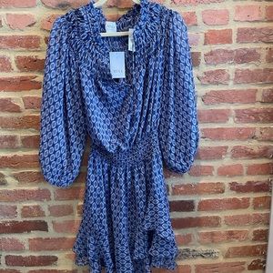 Misa Los Angeles Blue Patterned Mini Dress